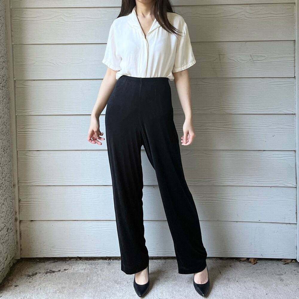 R&M Richards High Rise Silky Wide Leg Stretchy Pants.--DA7